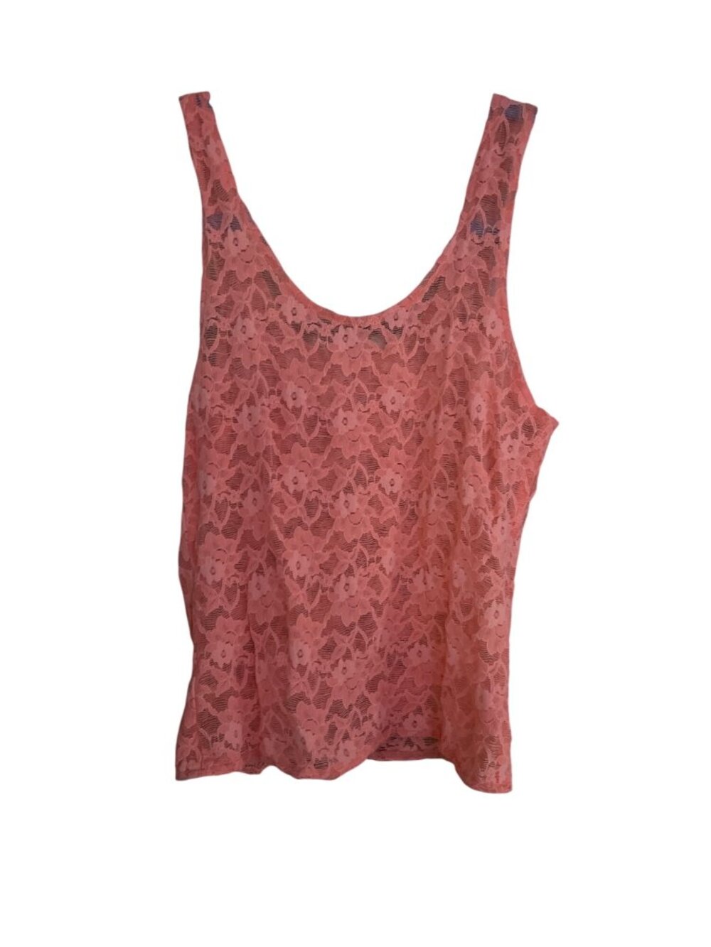 90s Fluorescent Orange Lace Tank Top & Leggings Set - Retro Floral Pattern - VTG - Picture 4 of 8